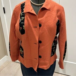 CanvasBacks Women's Orange Embroidered Jacket size XL vintage!